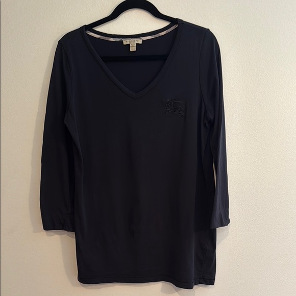 Burberry Black 3/4 Sleeve Tunic Top Large - Picture 1 of 7